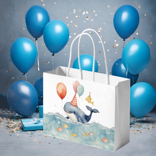 Grand Sac Cadeau Anniversaire de la baleine mignonne