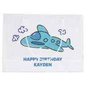 Grand Sac Cadeau Anniversaire de l'avion bleu  (Dos)