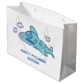 Grand Sac Cadeau Anniversaire de l'avion bleu  (Dos Angle)