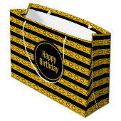 Grand Sac Cadeau Anniversaire de l'or et du noir (Dos Angle)