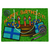 Grand Sac Cadeau Anniversaire de panneau de feutre de vert (Devant)