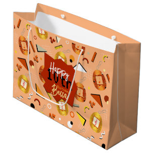 Grand Sac Cadeau Anniversaire de Retro Orange Tamagotchi