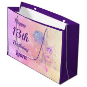 Grand Sac Cadeau Anniversaire de scintillement de fée rose de fleur (Devant Angle)