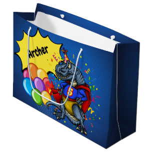 Grand Sac Cadeau Anniversaire de super héros de T-Rex 5ème