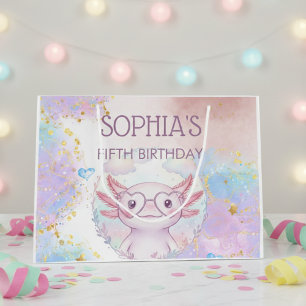 Grand Sac Cadeau Anniversaire d'enfants axolotl fantaisiste