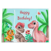 Grand Sac Cadeau Anniversaire des dinosaures (Devant)