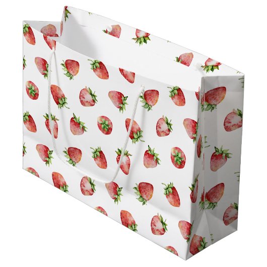 Grand Sac Cadeau Anniversaire des fraises (Devant Angle)