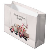 Grand Sac Cadeau Anniversaire du camion Vintage rose (Devant Angle)