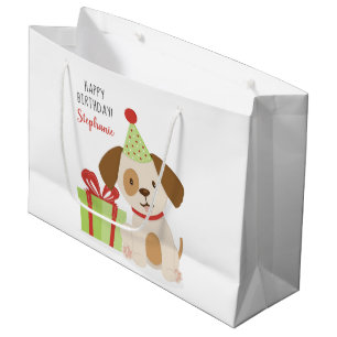 Grand Sac Cadeau Anniversaire du Chiot mignon