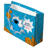 Grand Sac Cadeau Anniversaire du Cookie Monster (Devant Angle)