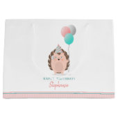 Grand Sac Cadeau Anniversaire du Hérisson mignon (Devant)