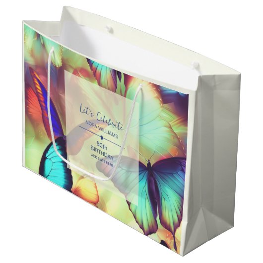 Grand Sac Cadeau Anniversaire du papillon (Devant Angle)
