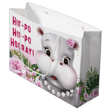 Anniversaire Fille Hippopotame Rose Floral
