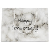Grand Sac Cadeau anniversaire heureux de marbre blanc (Devant)