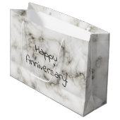 Grand Sac Cadeau anniversaire heureux de marbre blanc (Devant Angle)