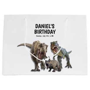 Grand Sac Cadeau Anniversaire imprimable dinosaure, Anniversaire T