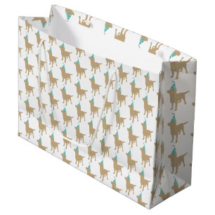 Grand Sac Cadeau Anniversaire Labrador Jaune Chien dans le Casquett
