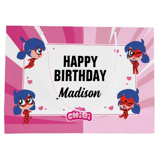 Grand Sac Cadeau Anniversaire Miraculum Ladybug Chibi (Dos)