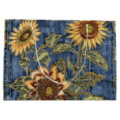 Grand Sac Cadeau Anniversaire moderne de Denim et de Sunflower (Dos)