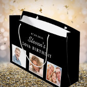 Grand Sac Cadeau Anniversaire noir blanc photo nom mec