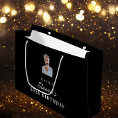 Grand Sac Cadeau Anniversaire noir blanc photo nom monogramme