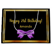 Grand Sac Cadeau Anniversaire noir violet nom de l'arc (Devant)