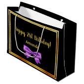 Grand Sac Cadeau Anniversaire noir violet nom de l'arc (Devant Angle)