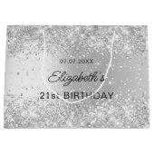 Grand Sac Cadeau Anniversaire nom argent (Devant)