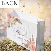 Grand Sac Cadeau Anniversaire pampas herbe rose or blush floral