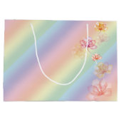Grand Sac Cadeau Anniversaire Pastel Arc En Ciel Avec Fleurs (Dos)