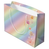 Grand Sac Cadeau Anniversaire Pastel Arc En Ciel Avec Fleurs (Dos Angle)