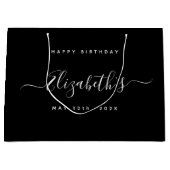 Grand Sac Cadeau Anniversaire personnalisé noir et blanc (Devant)