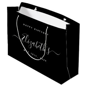 Grand Sac Cadeau Anniversaire personnalisé noir et blanc