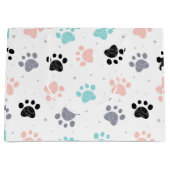 Grand Sac Cadeau Anniversaire pour chiens, empreintes de pattes de  (Devant)