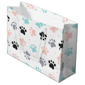 Grand Sac Cadeau Anniversaire pour chiens, empreintes de pattes de  (Devant Angle)