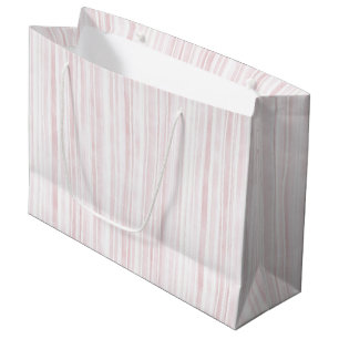 Grand Sac Cadeau Anniversaire Rayures Blanches Rose Fardé