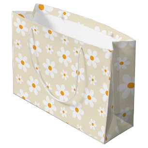 Grand Sac Cadeau Anniversaire Rétro Groovy Daisy Brun