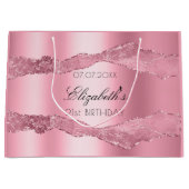 Grand Sac Cadeau Anniversaire rose nom d'agneau élégant (Devant)