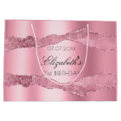 Grand Sac Cadeau Anniversaire rose nom d'agneau élégant (Dos)