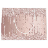 Grand Sac Cadeau Anniversaire rose or parties scintillant gouttes r (Dos)