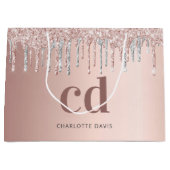 Grand Sac Cadeau Anniversaire rose or rose argent (Devant)