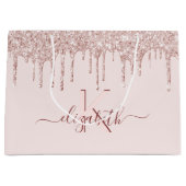 Grand Sac Cadeau Anniversaire rose pâle parties scintillant rose or (Devant)