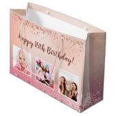 Grand Sac Cadeau Anniversaire rose rose rose or photo (Devant Angle)