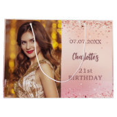 Grand Sac Cadeau Anniversaire rose rose rose or photo (Dos)