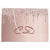 Grand Sac Cadeau Anniversaire rose rousse parties scintillant monog (Dos)