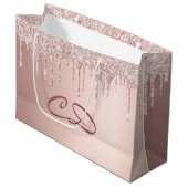 Grand Sac Cadeau Anniversaire rose rousse parties scintillant monog (Devant Angle)