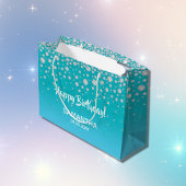 Grand Sac Cadeau Anniversaire turquoise bleu vert nom de la parties