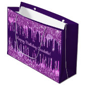 Grand Sac Cadeau Anniversaire violet parties scintillant rose goutt (Devant Angle)