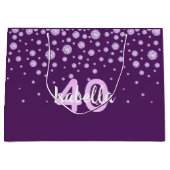 Grand Sac Cadeau Anniversaire violet rose monogramme nom diamants (Devant)