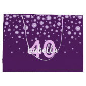 Grand Sac Cadeau Anniversaire violet rose monogramme nom diamants (Dos)